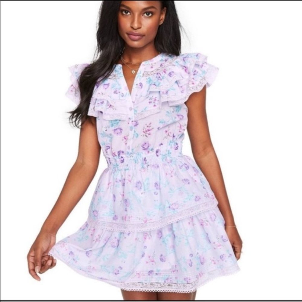 Target x LoveShackFancy Lou Purple Ruffled Mini Dress with V-Neck
